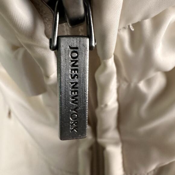 Down Jacket Women XL Jones of New York Ivory Zip Below hip - Picture 15 of 16